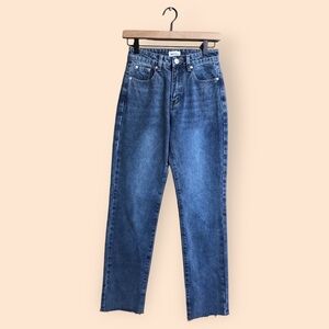 Superdown Revolve Dylan Straight Denim Jean Dark Wash Cotton Raw Hem Women’s 25